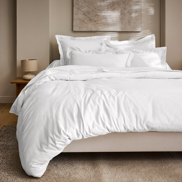 “Prestige” Pillowcase – Cotton Satin – White