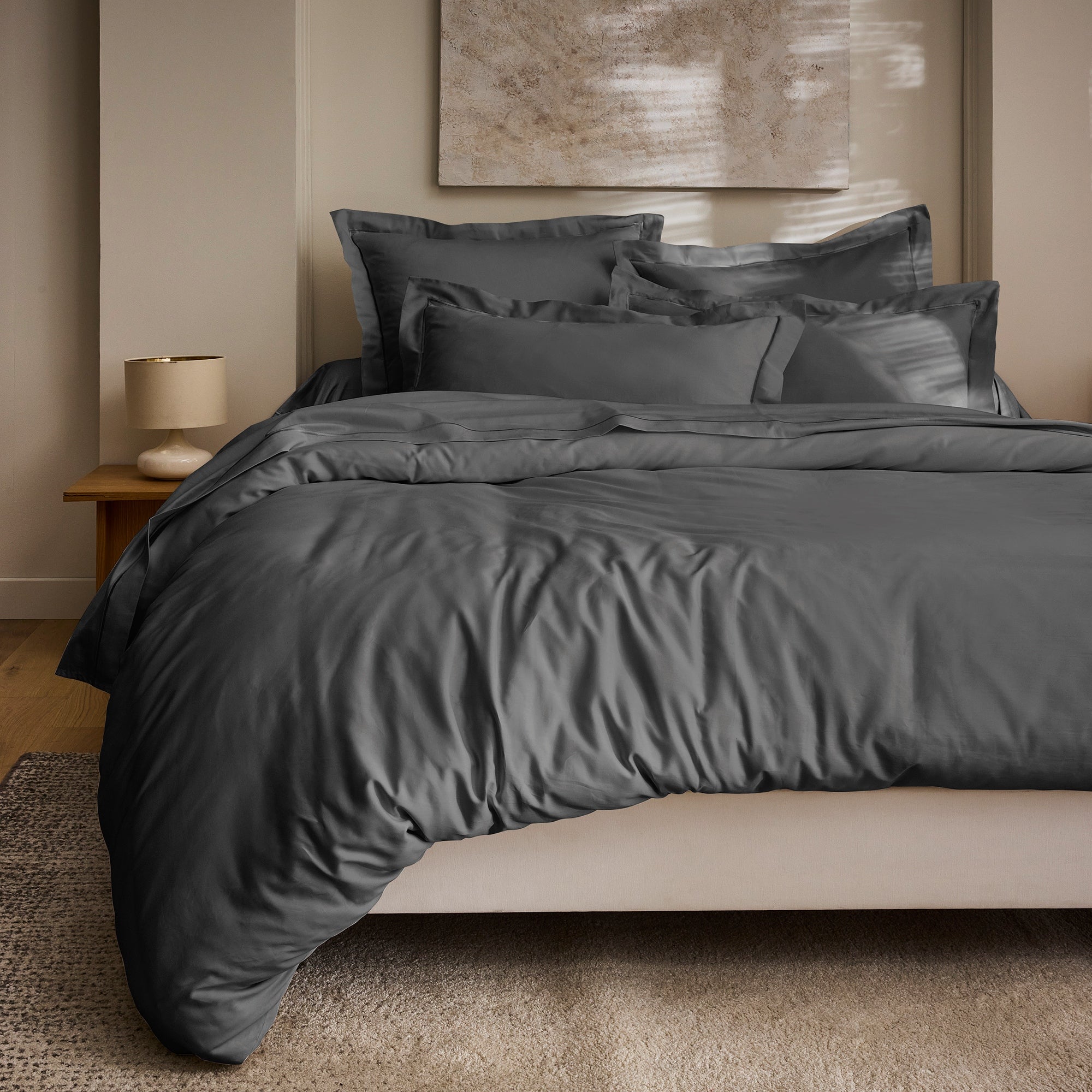 Funda de Almohada “Prestige” – Satén de Algodón – Grafito