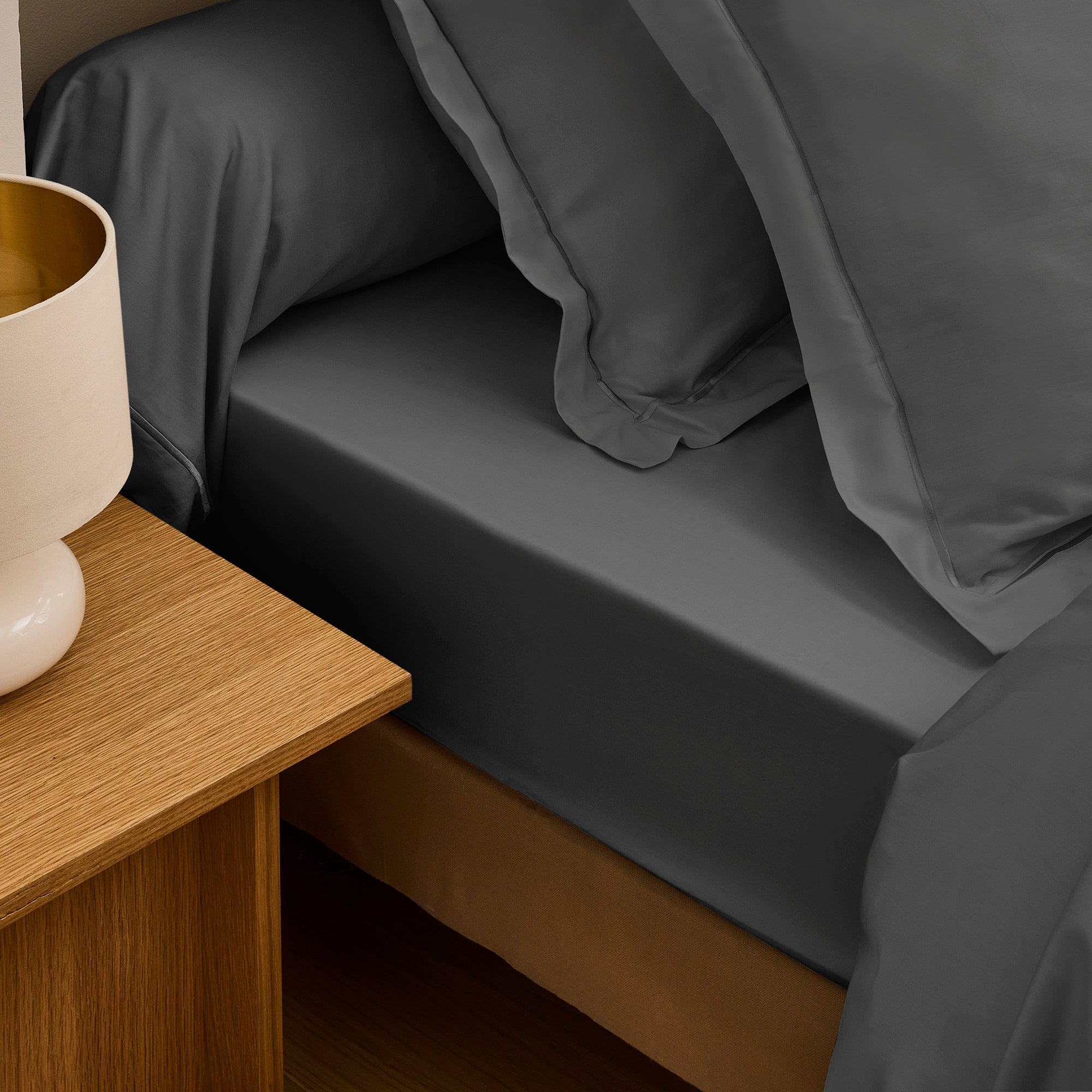 “Prestige” Bolster Case - Cotton Satin - Graphite
