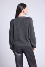 Cárdigan de Lúrex con Botones Joya Crawford - Negro y Lúrex Plateado - Mujer