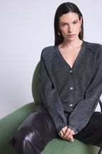 Cárdigan de Lúrex con Botones Joya Crawford - Negro y Lúrex Plateado - Mujer