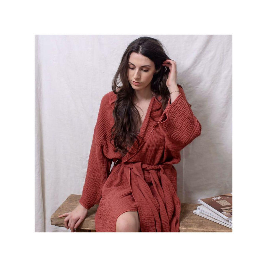 Kimono À Capuche En Gaze De Coton - Crawl - Terre Brulée