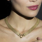 "Calera Mesh" Necklace with Buoy Clasp - 375/1000 Yellow Gold