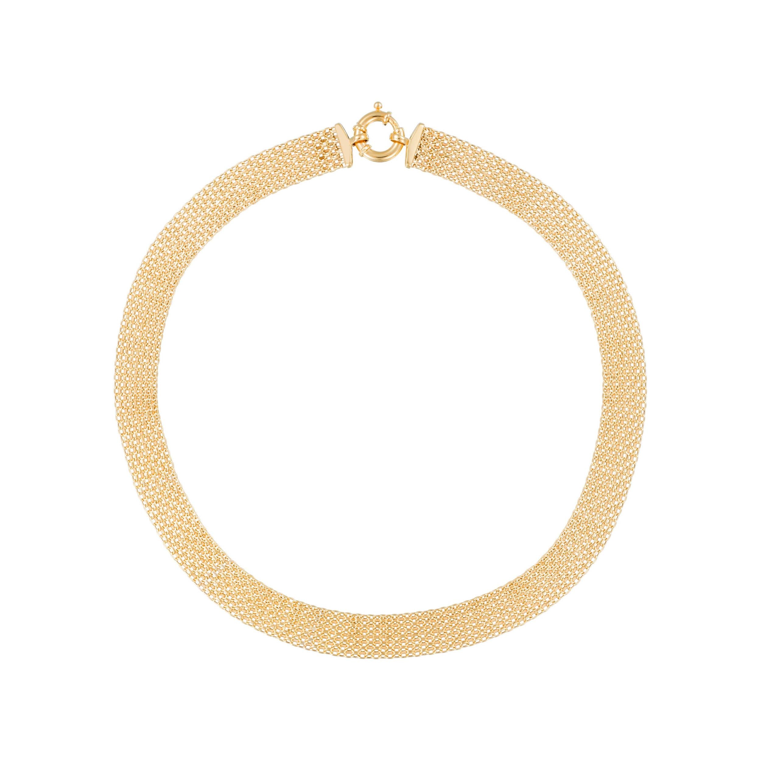 “Calera Mesh” Necklace with 375/1000 Yellow Gold Buoy Clasp
