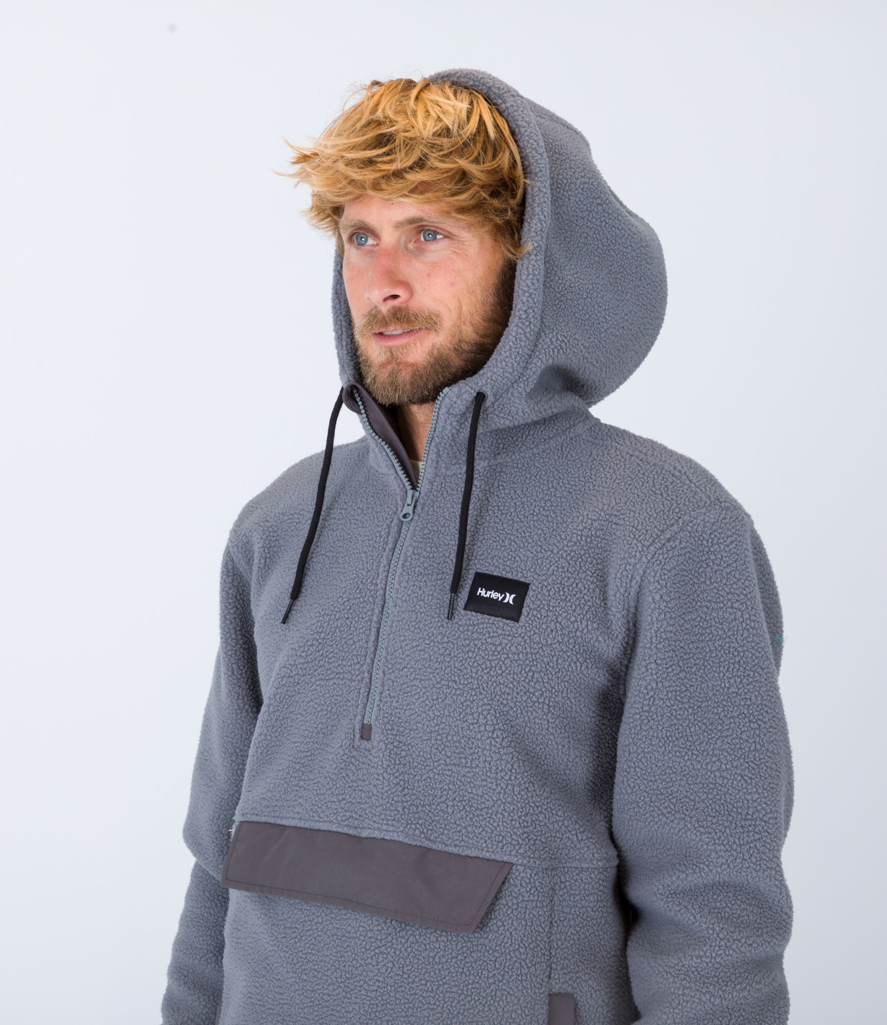 Sweatshirt Anorak Sherpa 1/4 Zip Po - Stone Grey - Homme