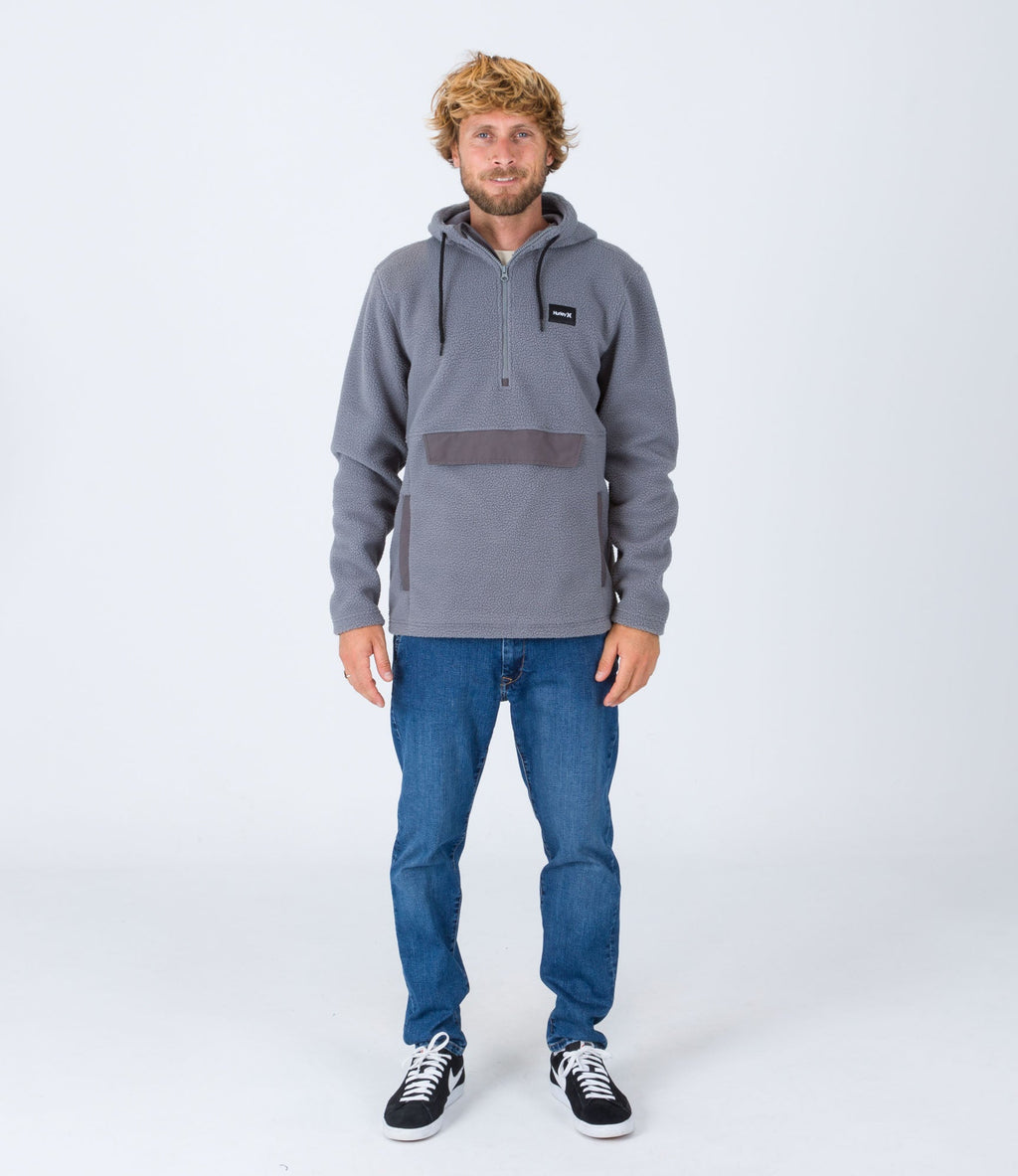 Sweatshirt Anorak Sherpa 1/4 Zip Po - Stone Grey - Homme