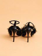 Oluchi Sandal In Black Calf & Organza