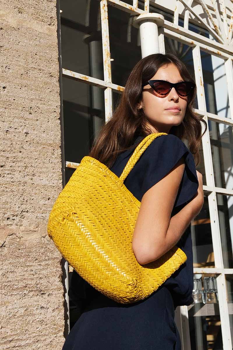 Delhi Medium Tote Bag - Lemon Yellow
