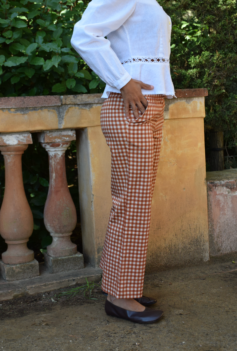 Ares Vichy Terracotta Trousers