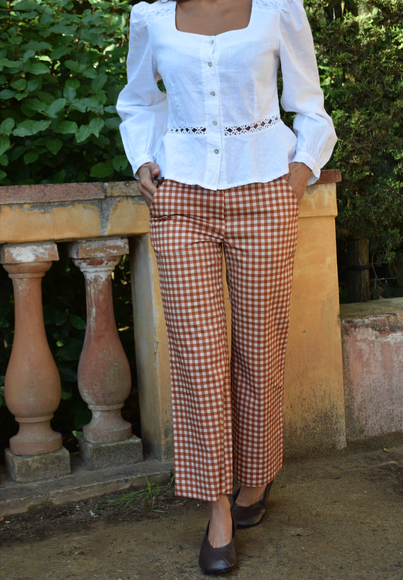 Ares Vichy Terracotta Trousers