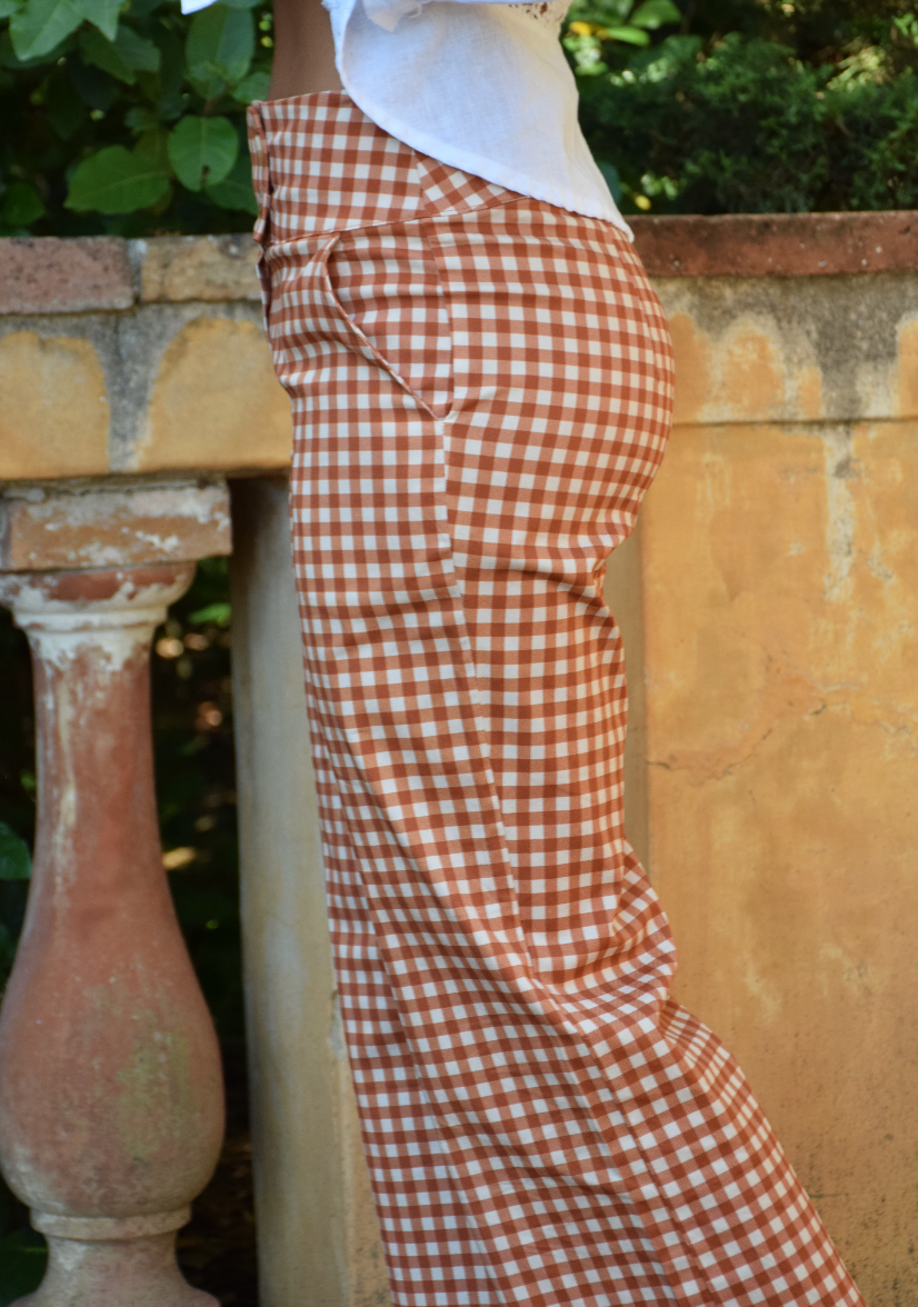 Ares Vichy Terracotta Trousers
