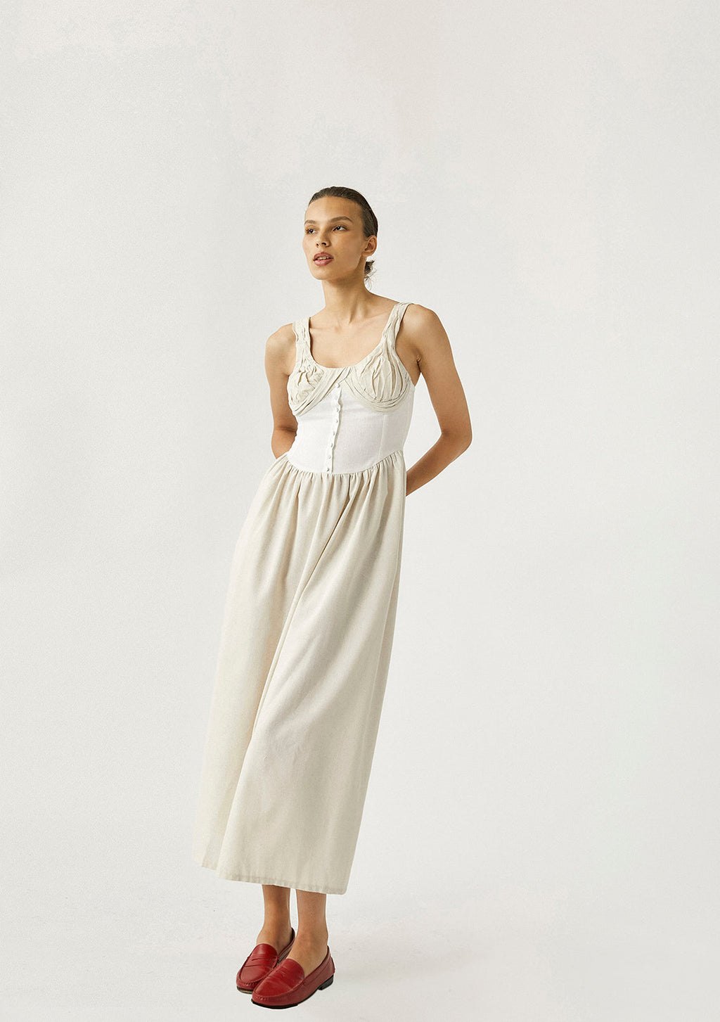 Nasser Dress - Beige & Ivory