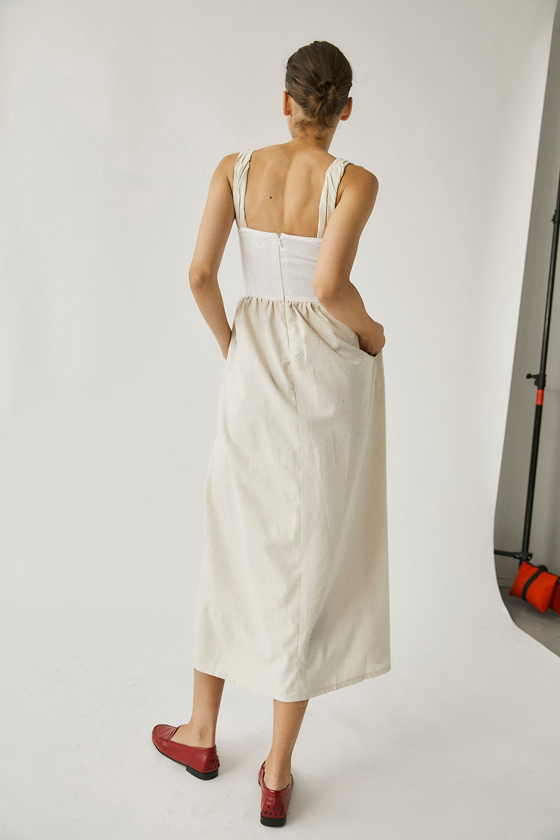 Nasser Dress - Beige & Ivory