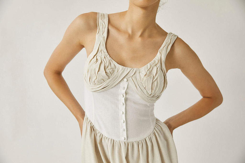 Nasser Dress - Beige & Ivory