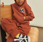 Hoodie La Surf Coton Bio - Rouille - Garçon