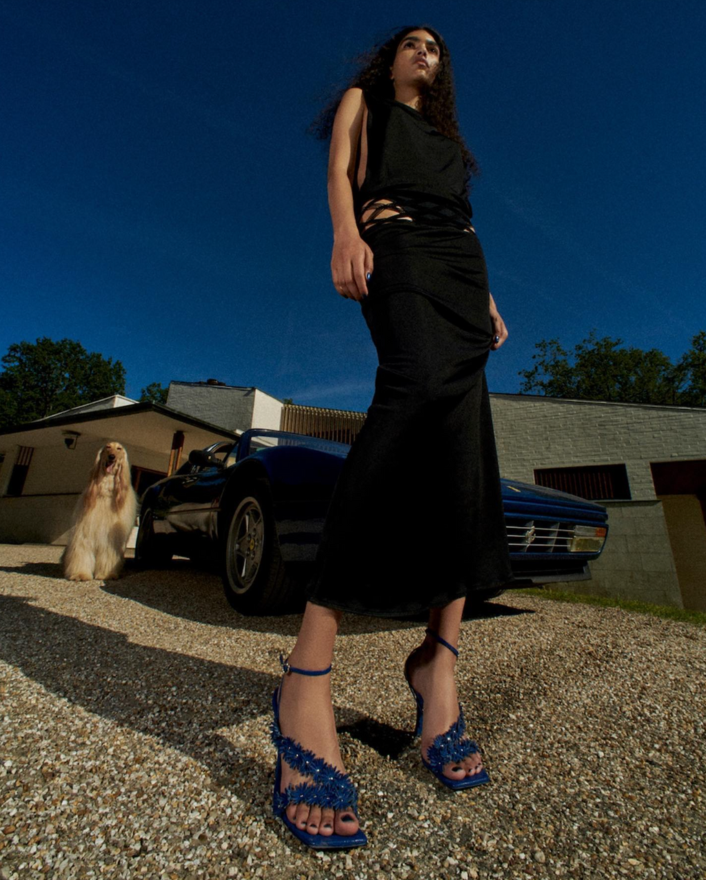 Poppy Deep Blue Grained Leather Shoes