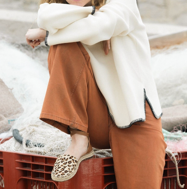 Espadrilles Plates Calvi - Cuir Léopard - Femme