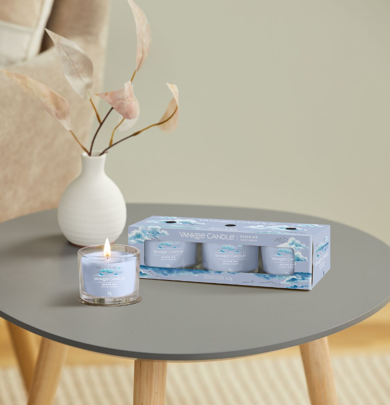 Yankee Candle - 3 Glass Votive Candles - Ocean Air