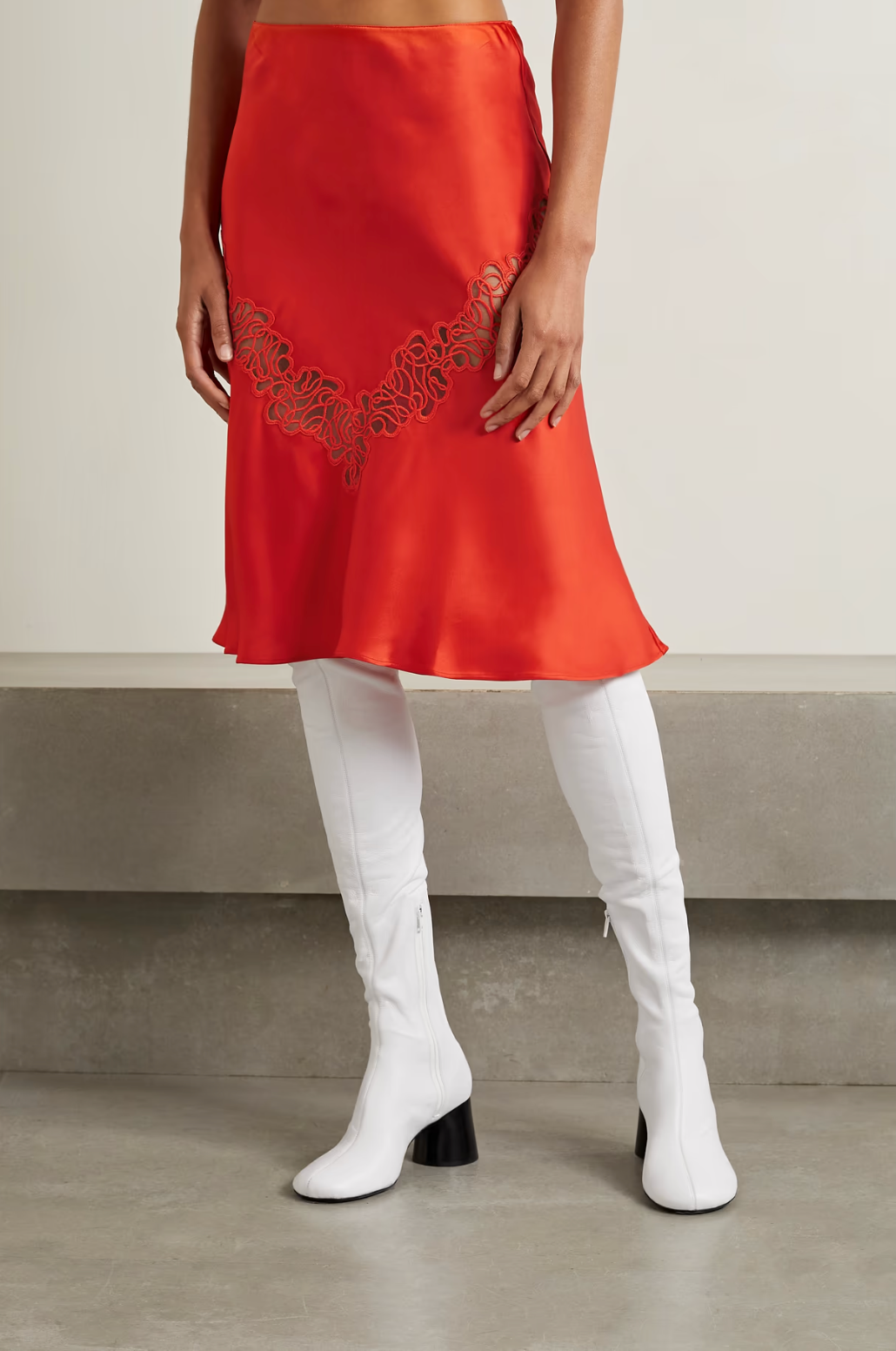 Lace Slip Skirt - Scarlet Red - Women