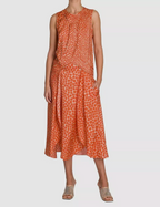 Stella Mc Cartney - Ditsy Floral Washed Silk Dress - Red Orange - Women