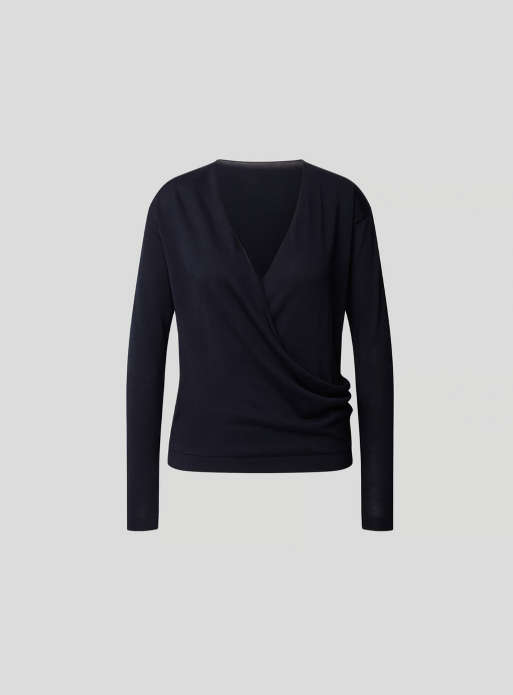 Camiseta de manga larga efecto cruzado - Azul marino - Mujer