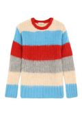 Maison Kitsune - Fluffy Stripes Oversized R-Neck Pullover - Blue Stripe - Mixte