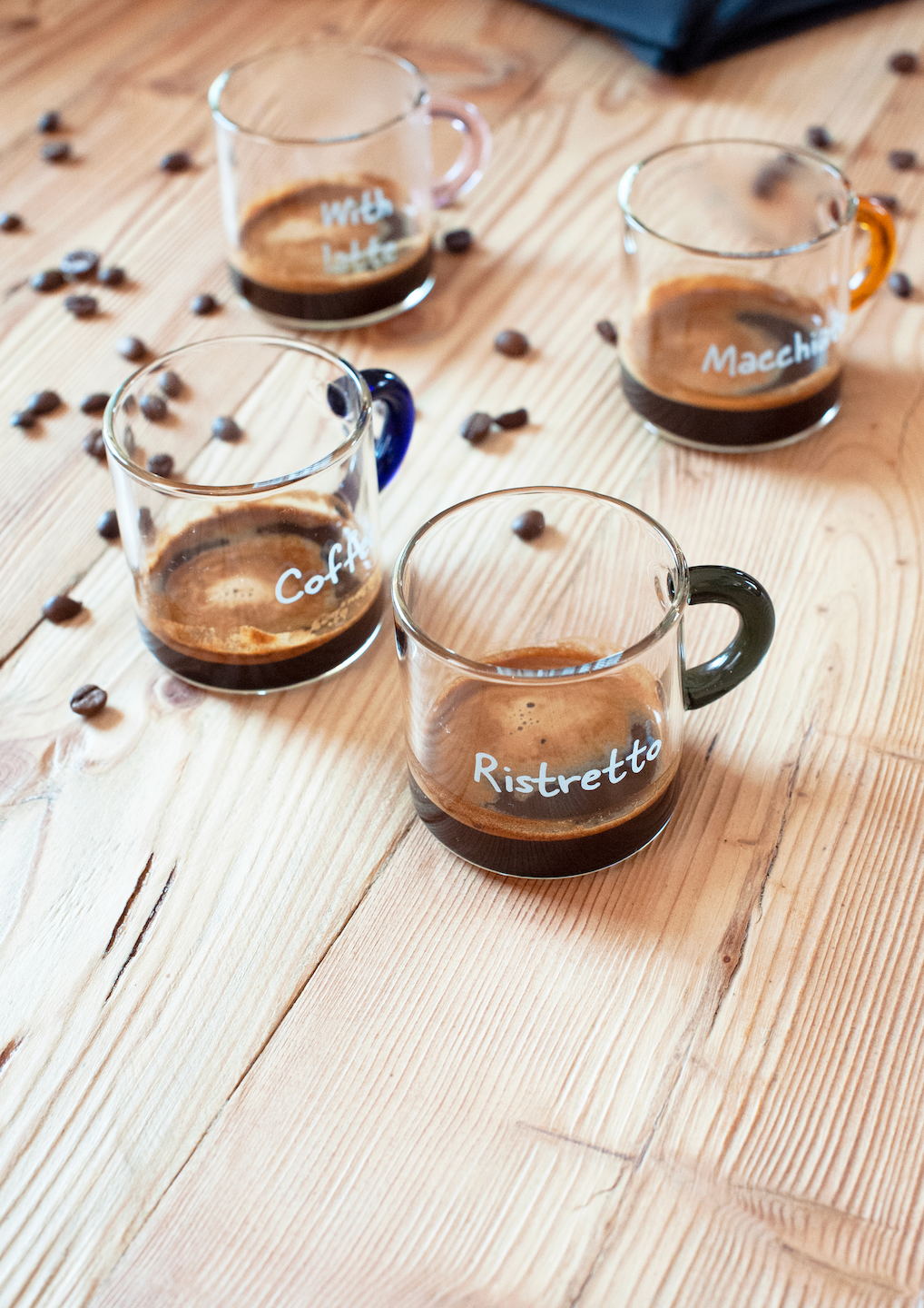 Set of 6 Borosilicate Glass Coffee Cups - 6 Colors
