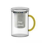 Tetera de vidrio de borosilicato con filtro de acero inoxidable