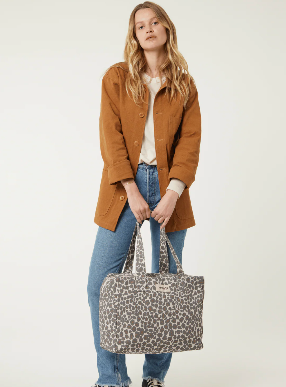 Célestins Le Sac 24 Heures - Polycoton Recyclé Léopard Gris