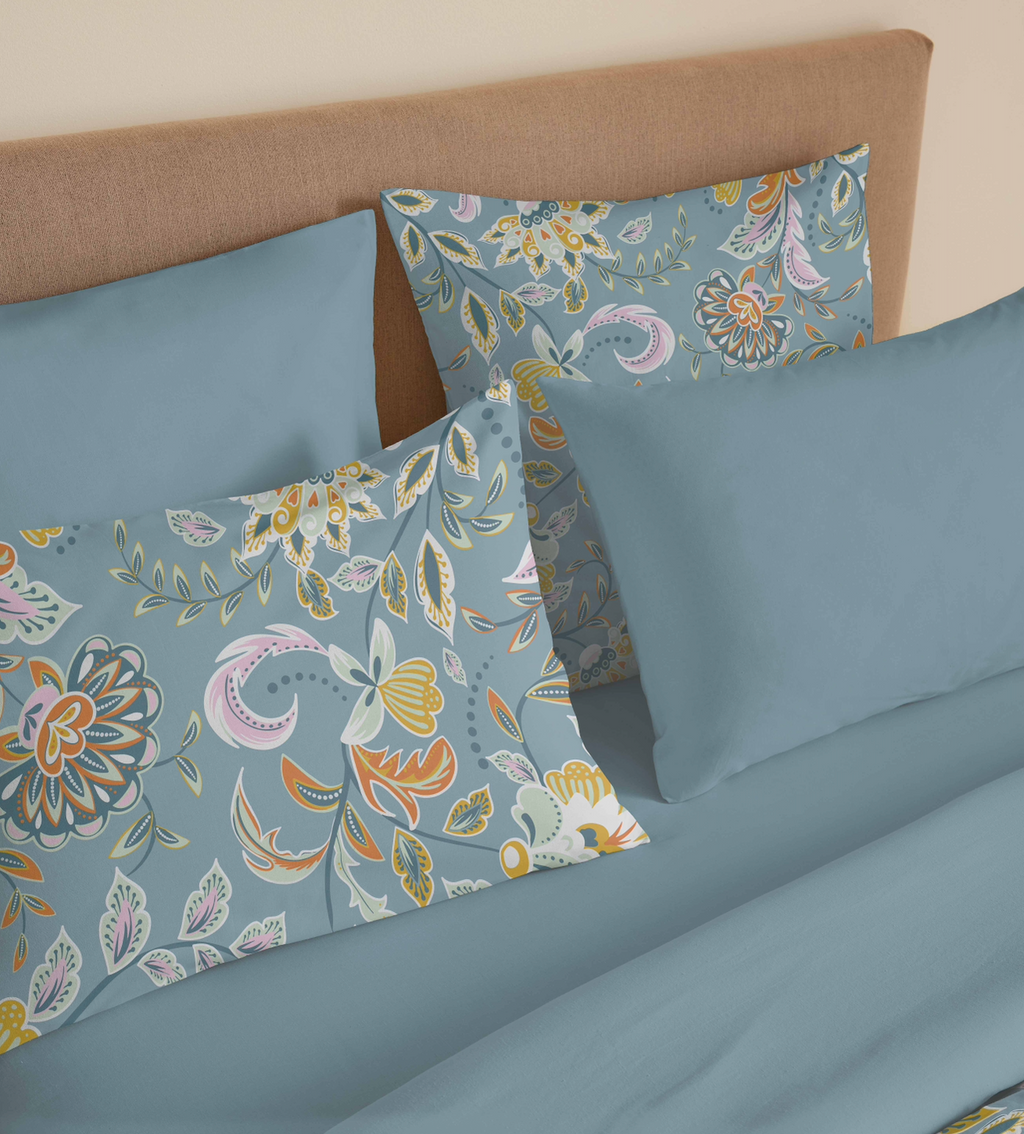 Pack Housse De Couette - 100% Coton - Bergame Turquoise