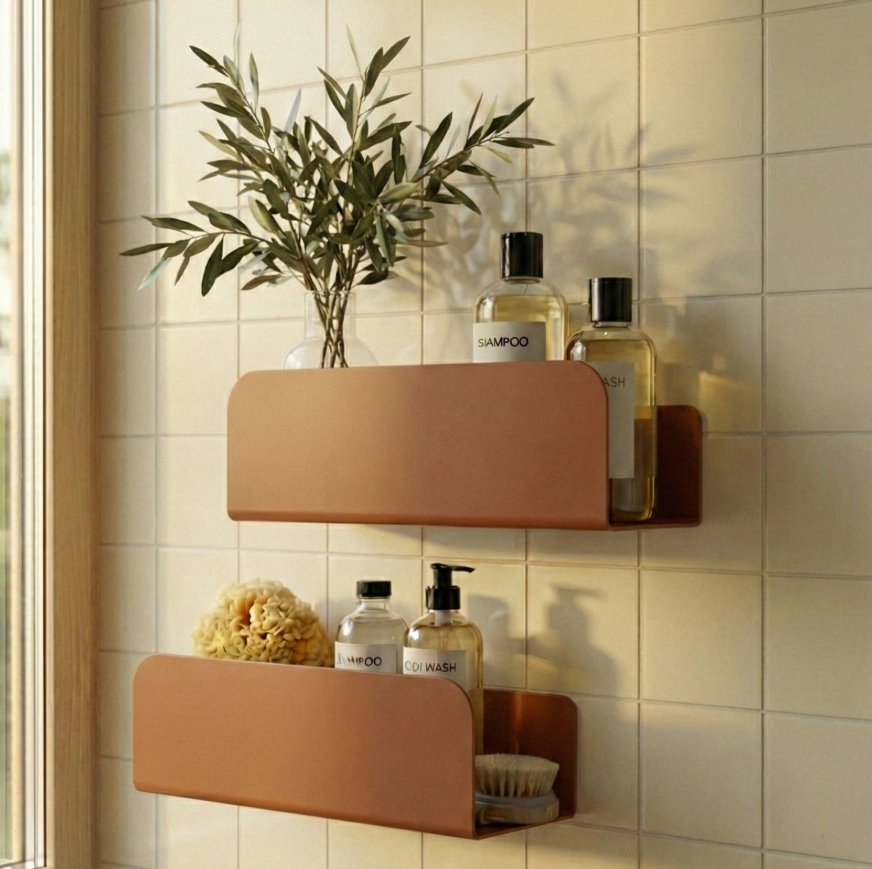 Set Of 2 Shower Shelves - The Resourssant - Terracotta