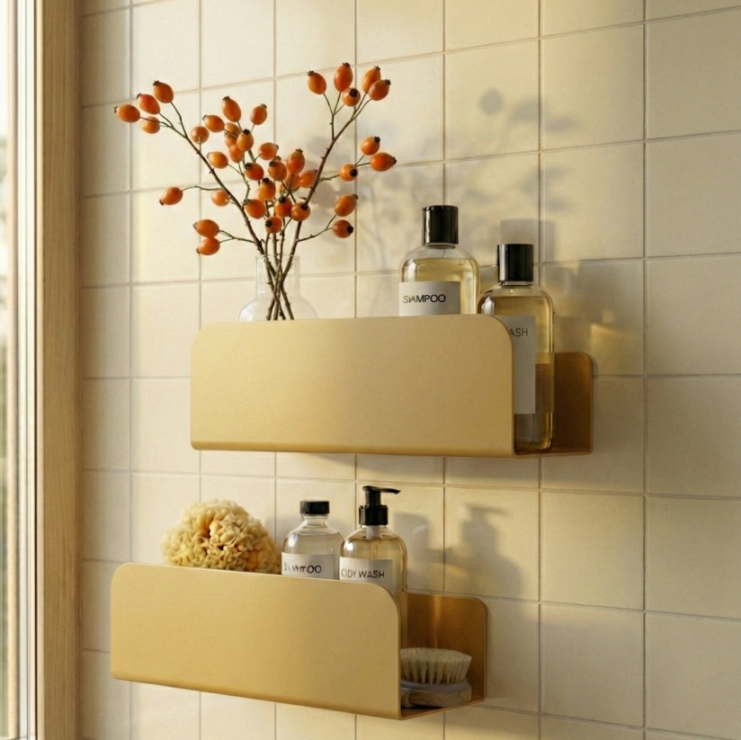Set Of 2 Shower Shelves - Le Réssourssant - Ocher