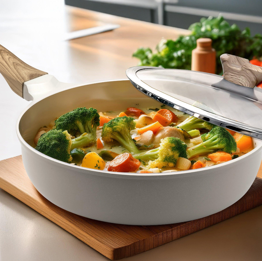 Mythic - Sauteuse 24 Cm - Revêtement En Céramique Blanche