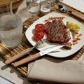 Steak Pizza - Set De 6 Couteaux Et 6 Fourchettes - Bois