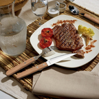 Steak Pizza - Set De 6 Couteaux Et 6 Fourchettes - Bois