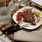 Steak Pizza - Set De 6 Couteaux Et 6 Fourchettes - Noir