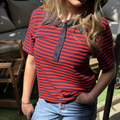 Tom Short-Sleeved Polo Shirt - Navy/Red