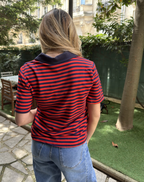 Tom Short-Sleeved Polo Shirt - Navy/Red