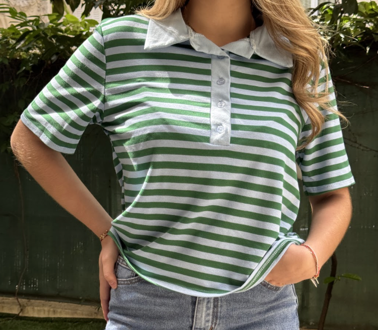Short-sleeved Tom Polo Shirt - Green/Blue