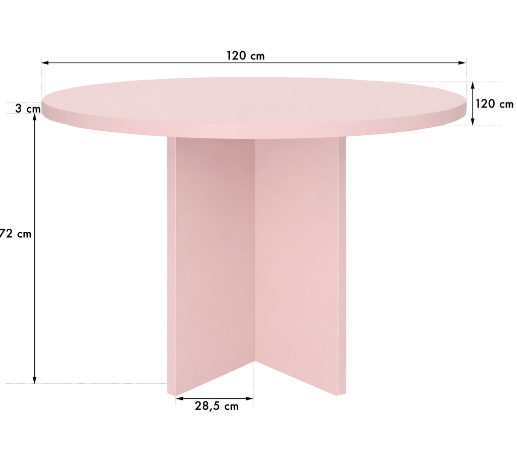Table À Manger Matilda Ronde 120 Cm Laminé "Pink"