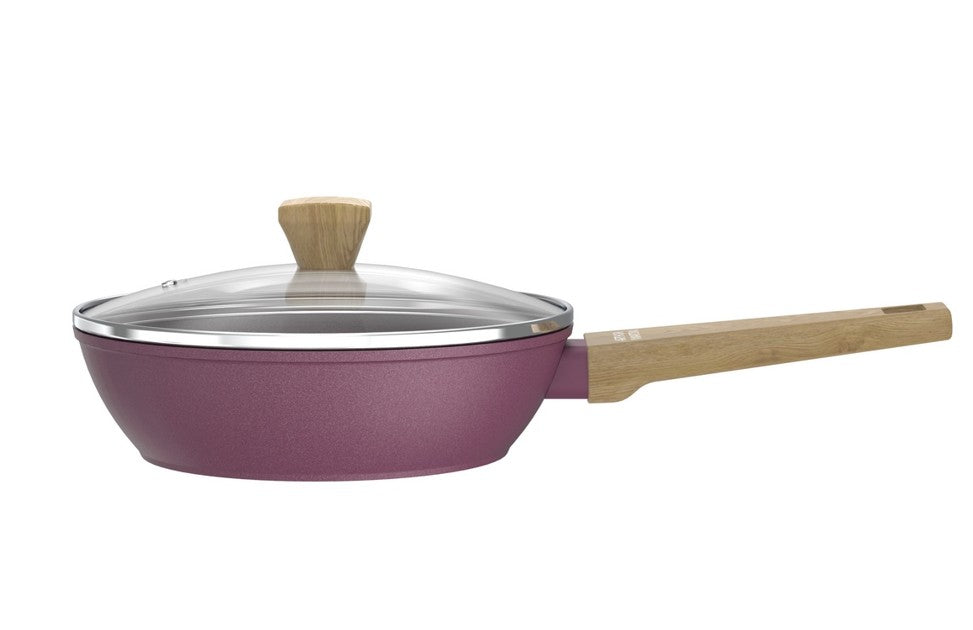 Sauteuse 28cm Avec Couvercle + Panier - Aluminium Forgé - Revêtement Céramique - Prune