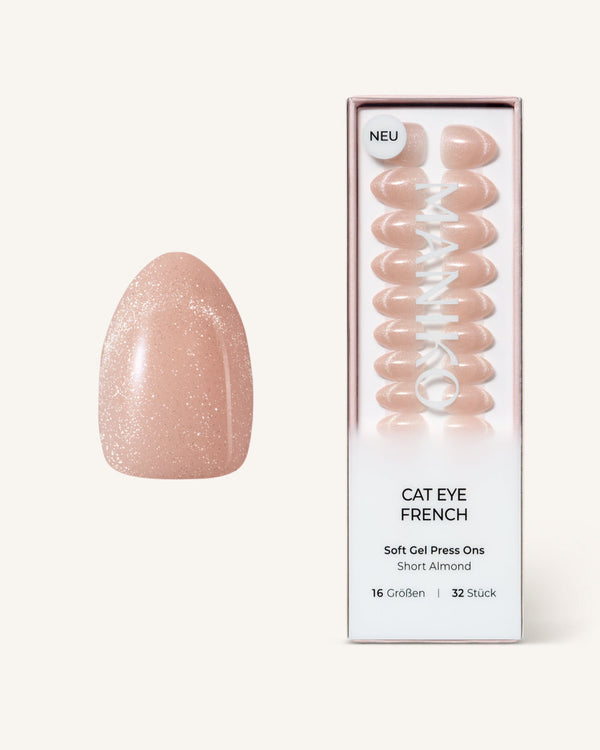 Cat Eye French (Short, Almond) - Press Ons