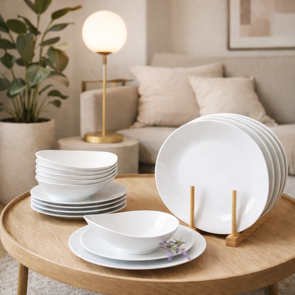 Sven Blanc - Service 18 Pièces - Porcelaine - Blanc