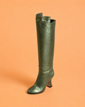 Valda High Boot In Green Laminated Lambskin