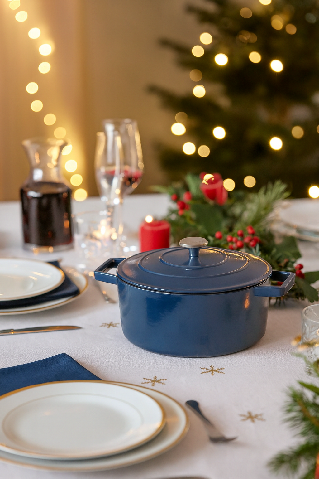 Cocotte Redonda De Hierro Fundido - Azul