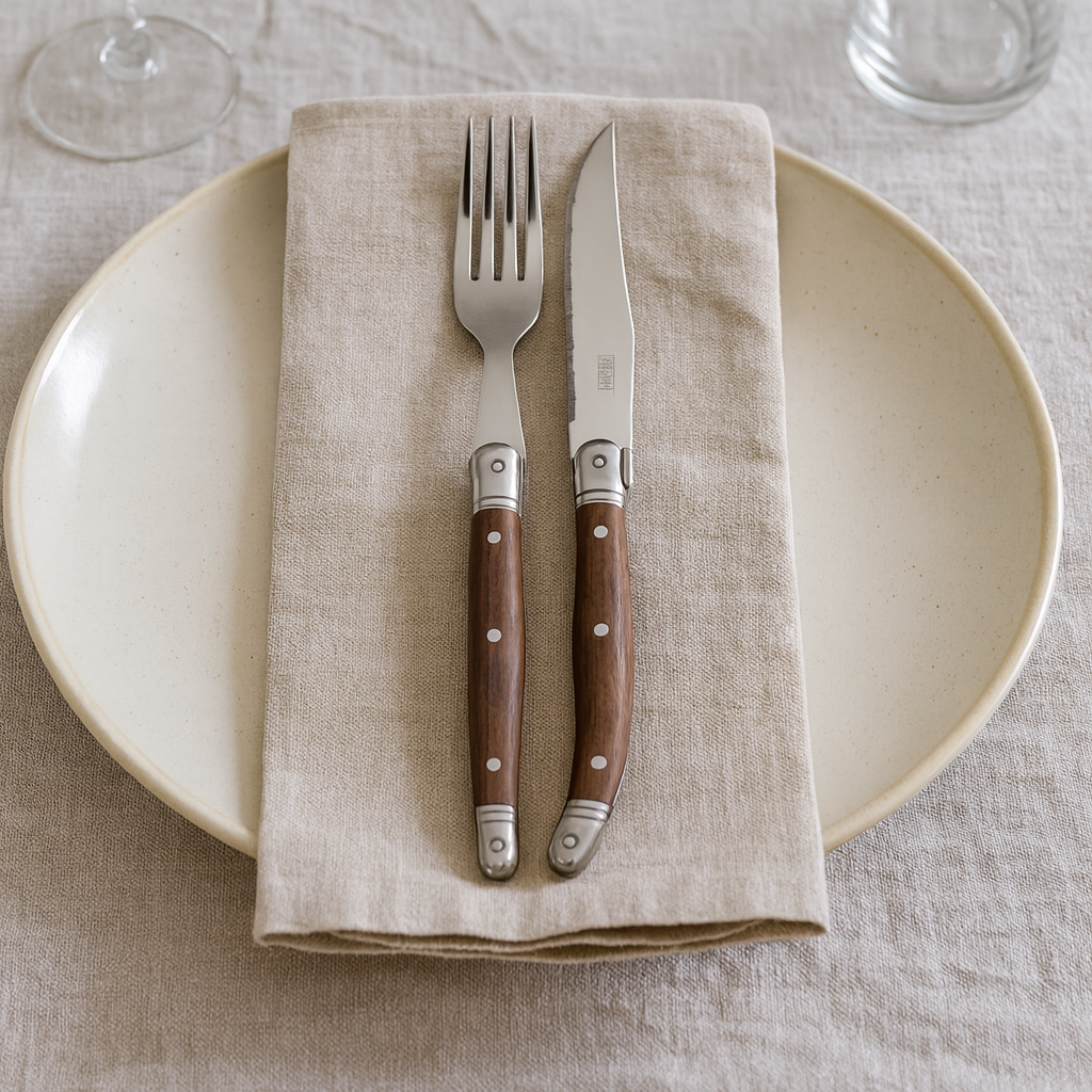 Set of 6 Knives and 6 Forks - Walnut Wood Handle - LG Heritage
