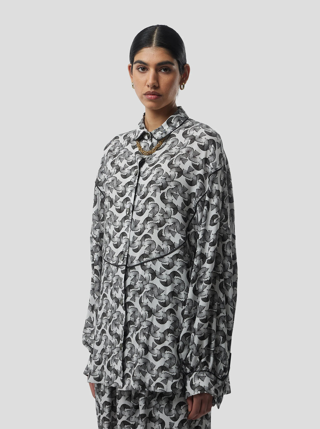 Tasman Shirt in Lead Shavings Print