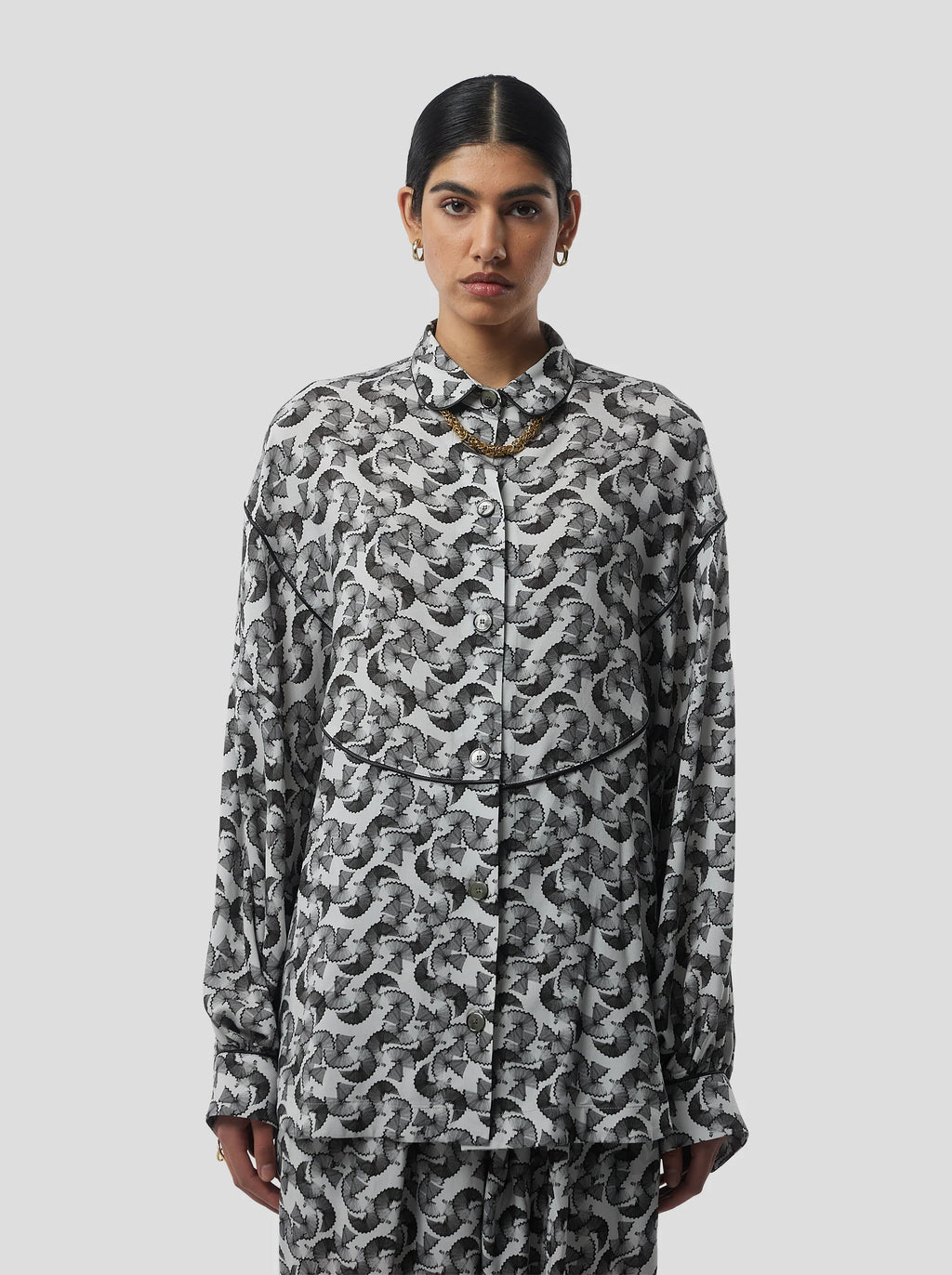 Tasman Shirt in Lead Shavings Print