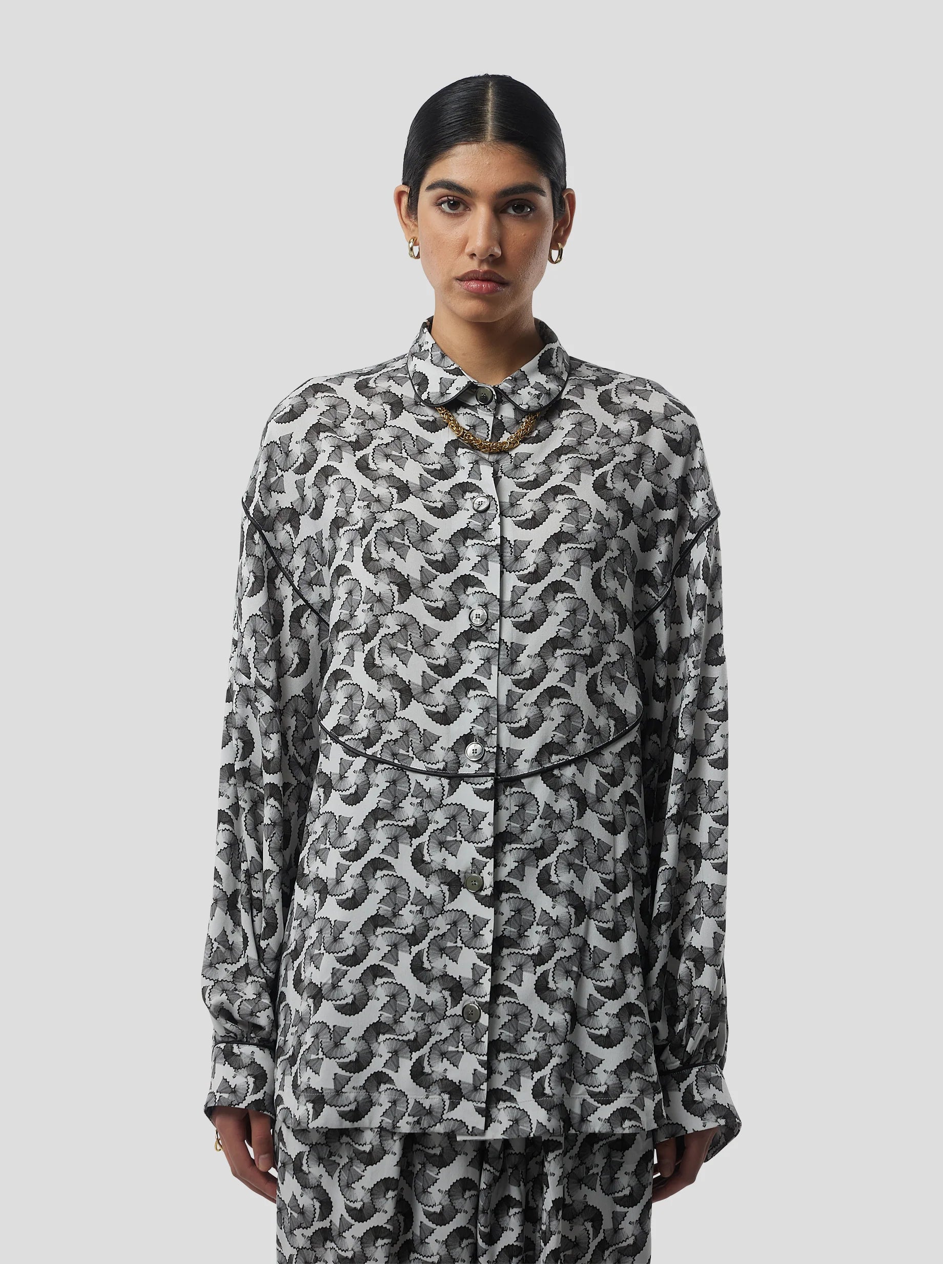 Tasman Shirt in Lead Shavings Print