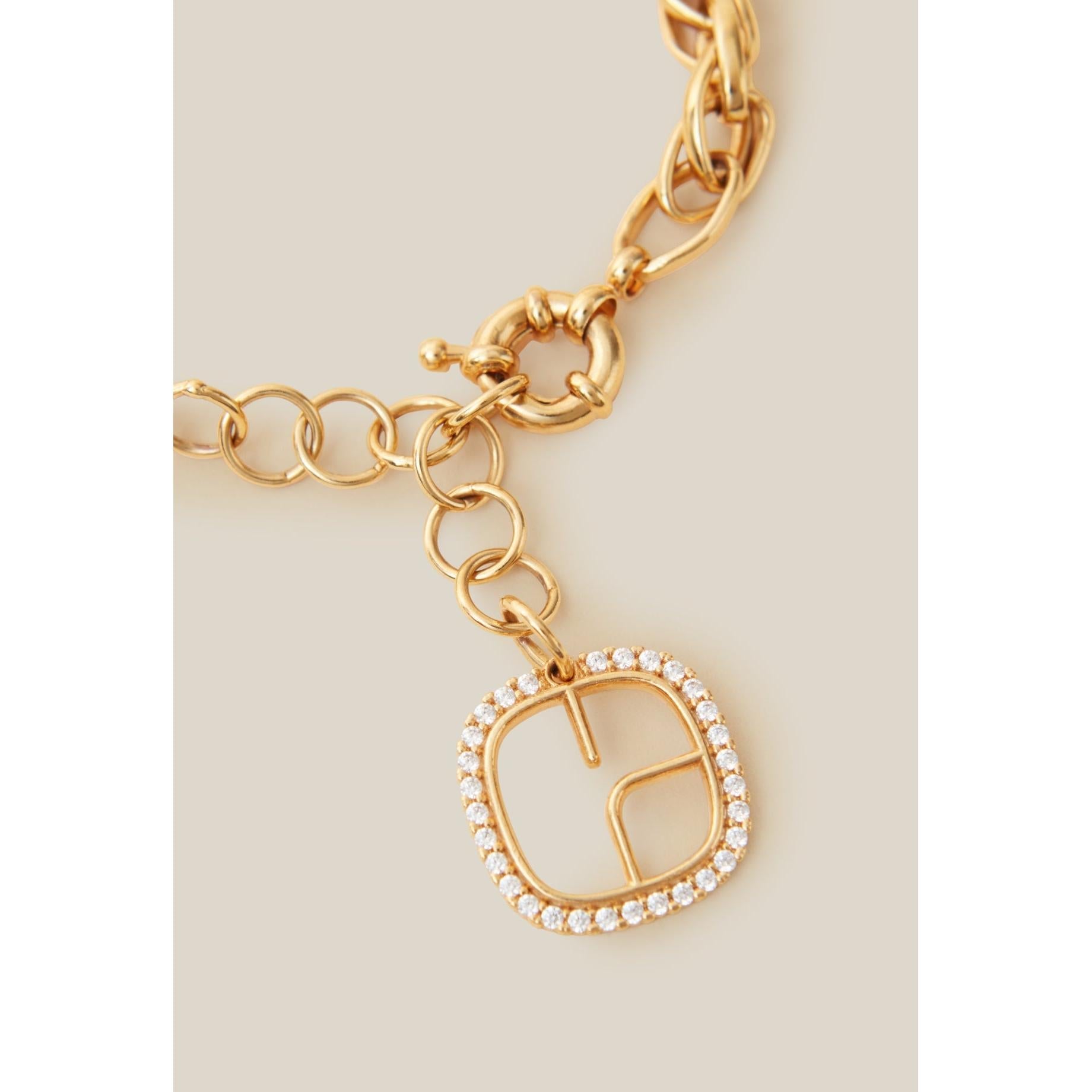 Cp Logo Gold Chain Bracelet